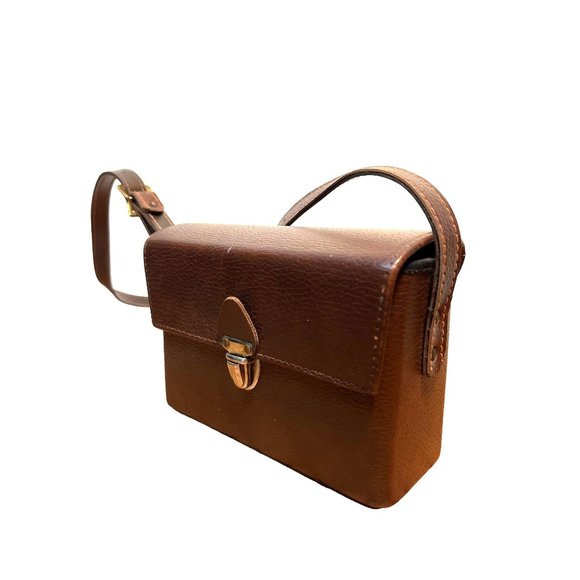 Unknown Handbags - Vintage Leather Structured Lunchbox Camera Box Bag